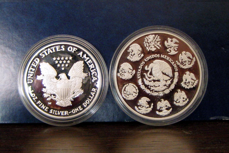Amercian Eagle and Mexican Libertad silver coins